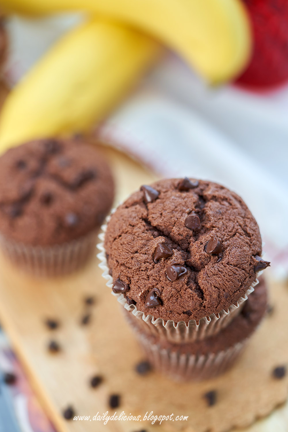 dailydelicious Chocolate, chocolate chips banana cupcakes
