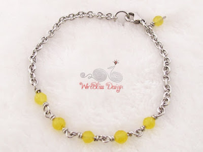 Wire Wrapped Minlet (Minima Bracelet) with Yellow Agate