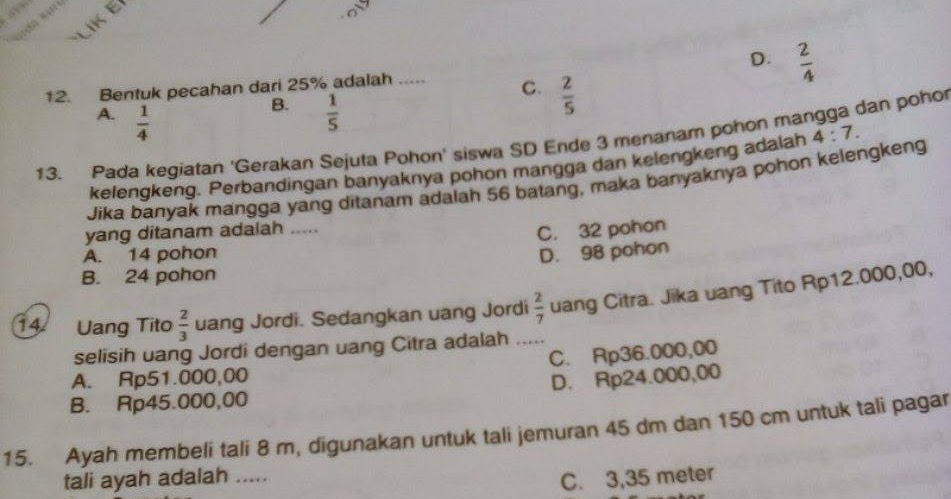 Hot Soal Un Sd Yang Sulit