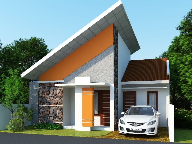 Desain Rumah Minimalis Satu Lantai dengan Atap Unik