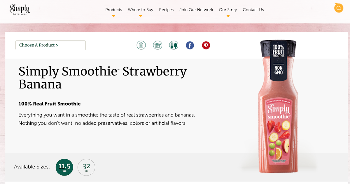 Coca-Cola's New Simply Smoothie Strawberry Banana Contains 11.5 Teaspoons Of Sugar Per Cup