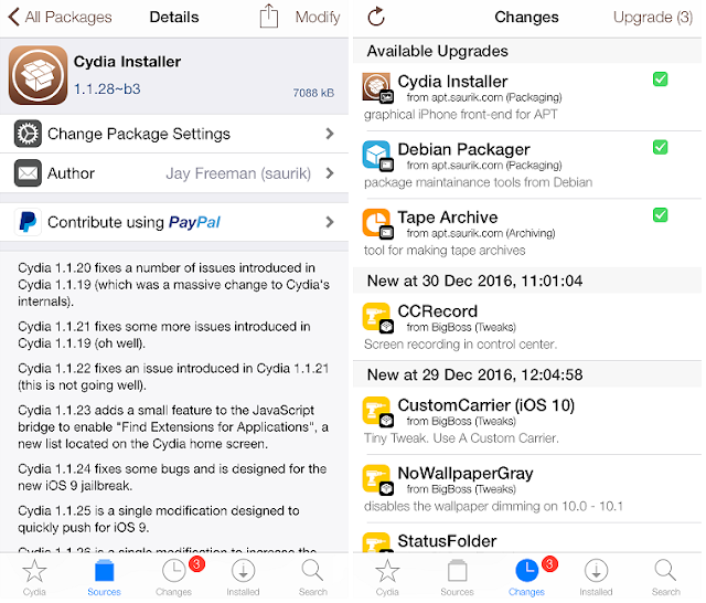 Follow some steps on how to install beta 3rd of Cydia 1.1.28 on iOS 10.1.1 jailbreak. Step 1: Launch Cydia on your iOS 10.1.1 jailbroken iOS device. Step 2: Navigate to Sources tab. Tap on Edit -> Add and type in the following repo http://apt.saurik.com/beta/cydia-arm64/ .