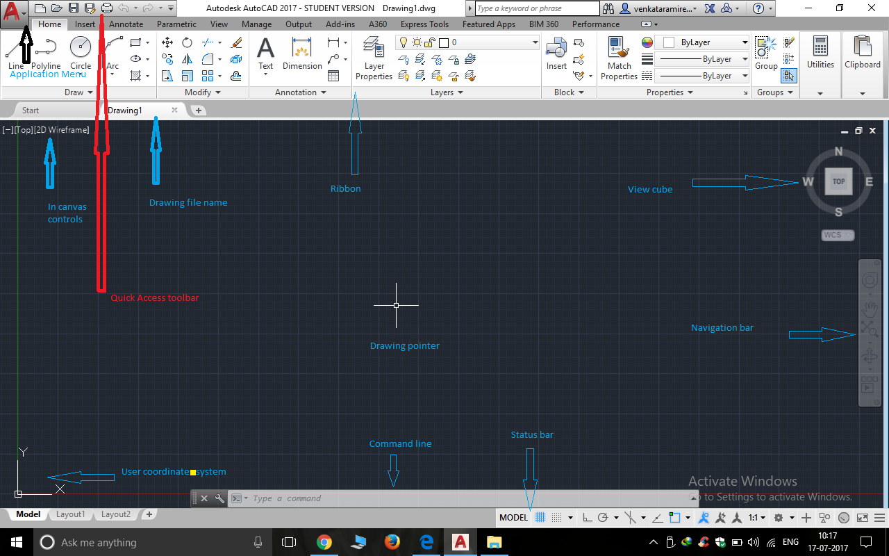 Chapter 1 : AutoCAD user interface