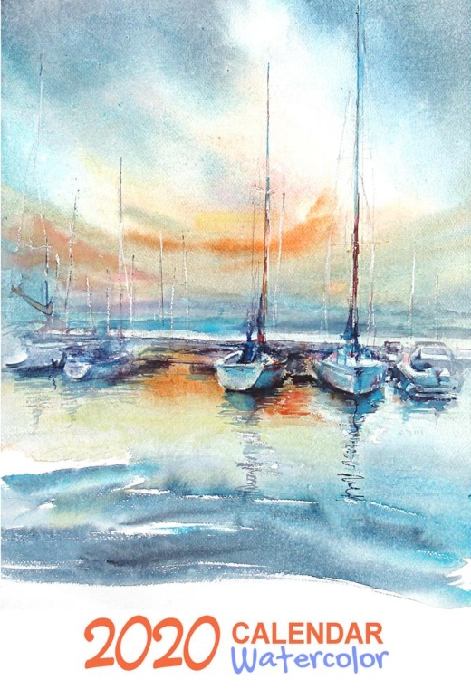 Coastal Art Watercolors Wall Calendar 2020