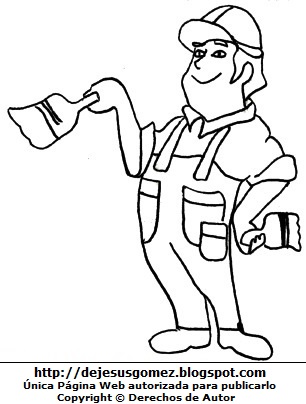 Pintor sin color Dibujo de un pintor para colorear, pintar e imprimir. Oficio pintor hecho por Jesus Gómez