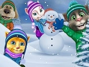 Talking Tom Playing Snowballs Disfruta jugando a este nuevo juego de Talking Friends llamado Talking Tom Playing Snowballs. ¿Qué podría ser mejor que compartir una noche de invierno con los mejores amigos? Finalmente, empezó a nevar, Angela y Tom decidieron invitar a Ginger y Ben para jugar con bolas de nieve. Primero elige que ropa de abrigo deben llevar para jugar, luego de divertirse disfruta de una rica taza de cacao.