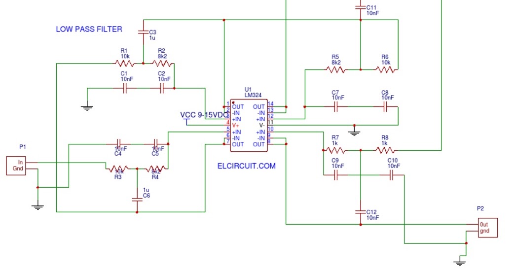 Audio Low Pass Filter LM324 Electronic Circuit