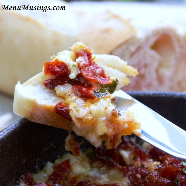 Menu Musings of a Modern American Mom Baked Brie Dip with Sun Dried Tomatoes and Thyme