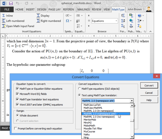 Mathtype word