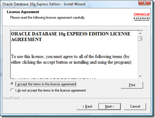 Instal oracle Express Edition 10g