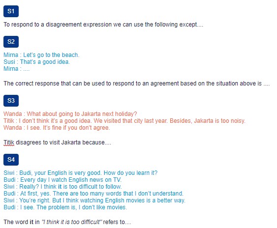 Contoh Soal Responses to Agreement and Disagreement