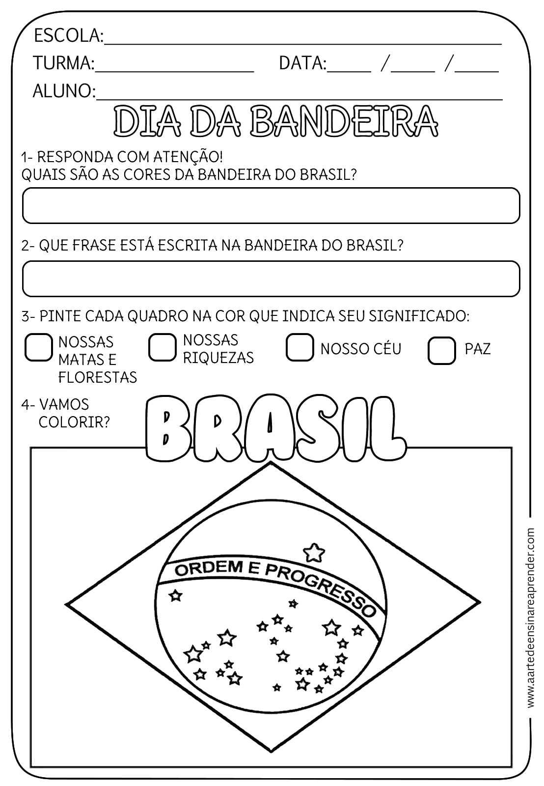 Atividade Bandeira Do Brasil Educação Infantil
