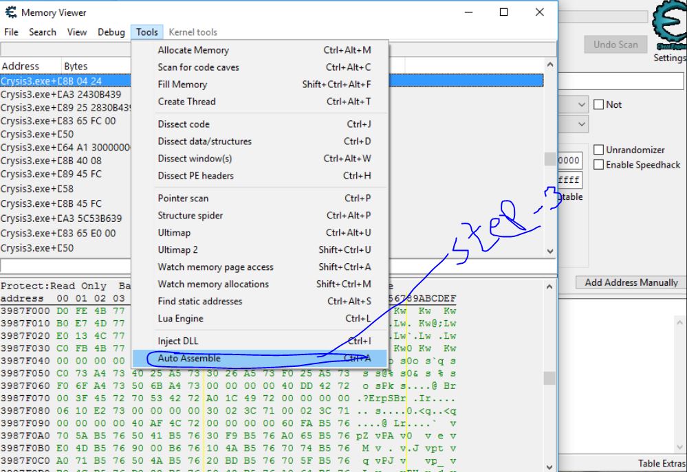 Game Hacks and trainers: Create Crysis 3 Cheat Engine script