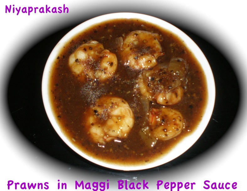 Niya's World Spicy Prawns in Maggi Black Pepper Sauce (Berlada Hitam)