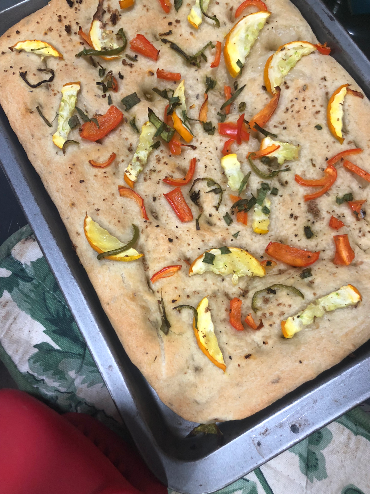 Sizzling Tastebuds Zucchini and Bell Pepper Focaccia Wholewheat and