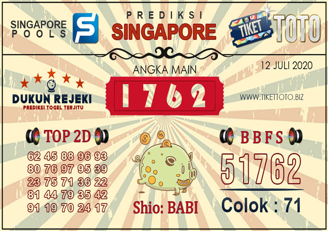 Prediksi Togel SINGAPORE TIKETTOTO 12 JULI 2020