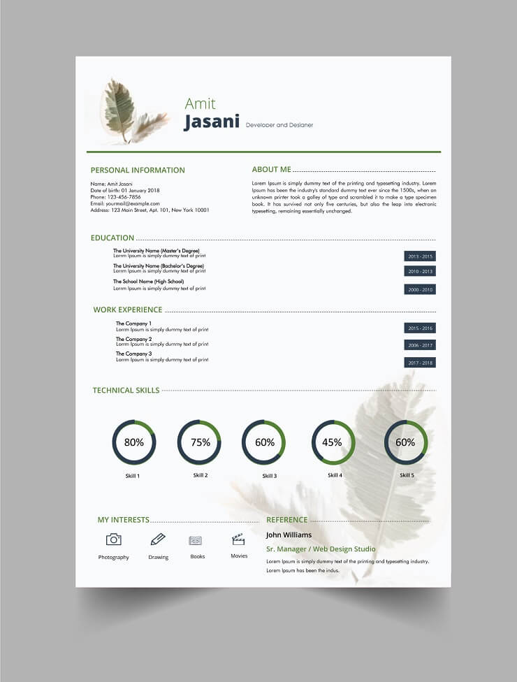 Free Take a leaf CV template Download Template CV Word 100% Gratis - Free Take a leaf CV template