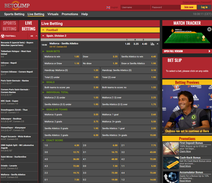 Betolimp Live Betting Betolimp Screen