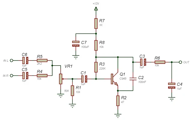 Subwoofer filter using one transistor circuit diagram