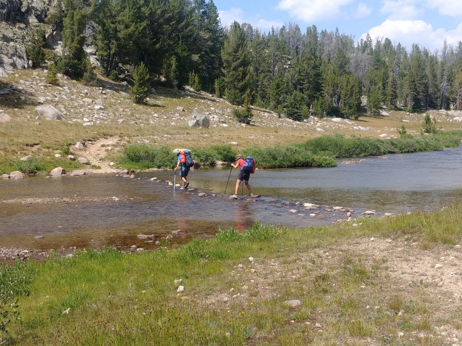 Laurent on the trail 31Juillet Pipestone Lake