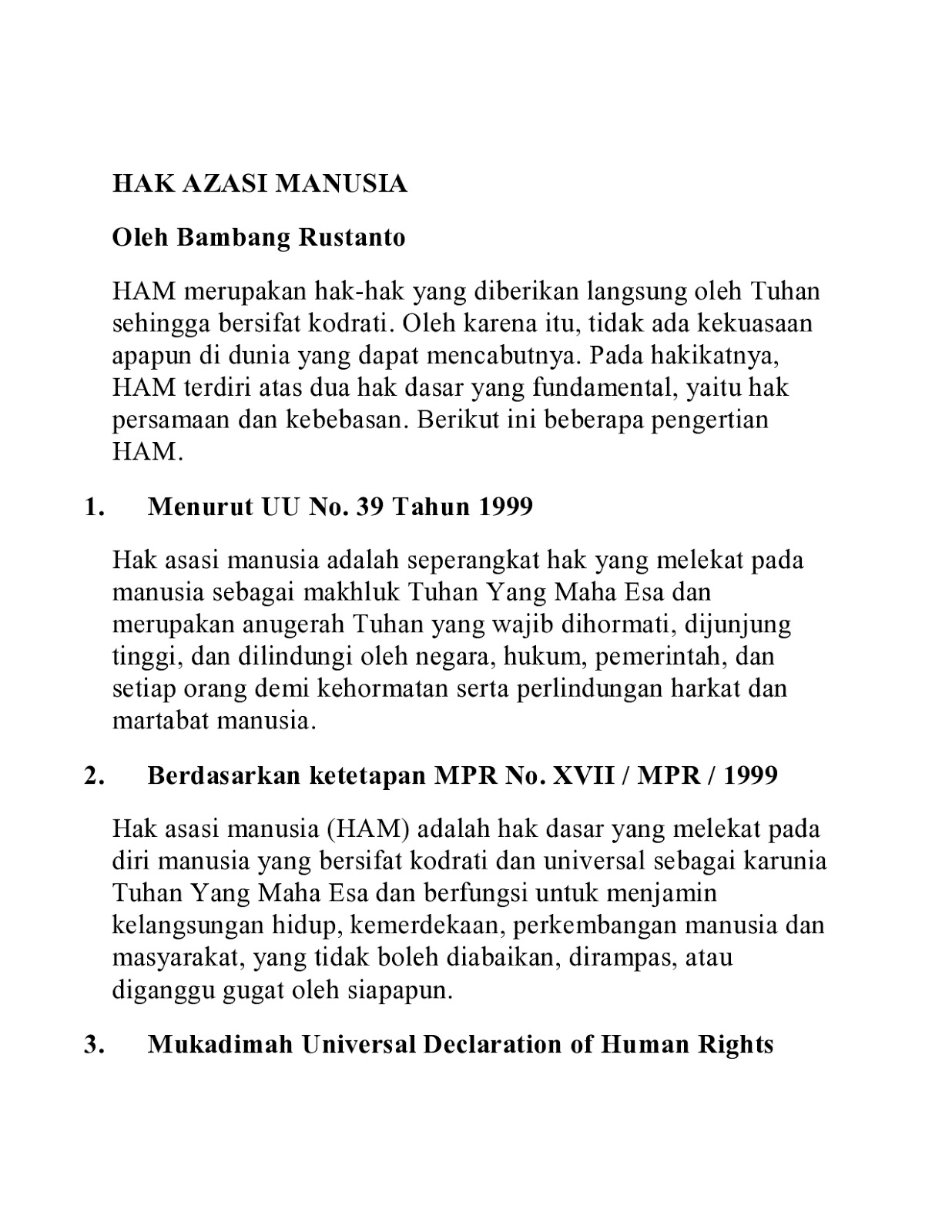 Peksos Bambang Rustanto Model Hak Asasi Manusia