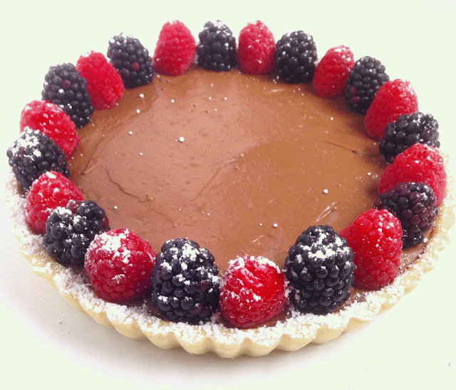 Chocolate Seasonal Fruit Tart in a Pate Brisee Shell Chocolate Seasonal Fruit Tart in a Pate Brisee Shell
