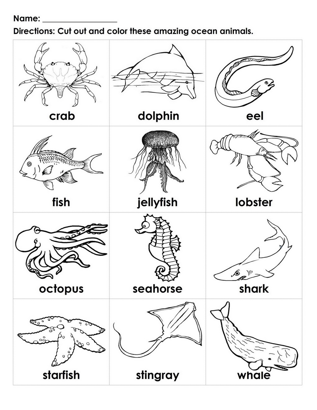 ocean animals coloring printable pages - photo #17