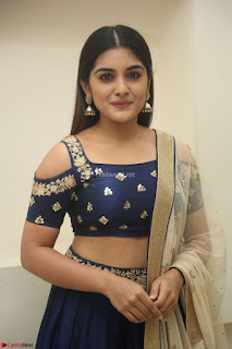 Niveda Thomas in Lovely Blue Cold Shoulder Ghagra Choli Transparent Chunni ~  Exclusive Celebrities Galleries 028