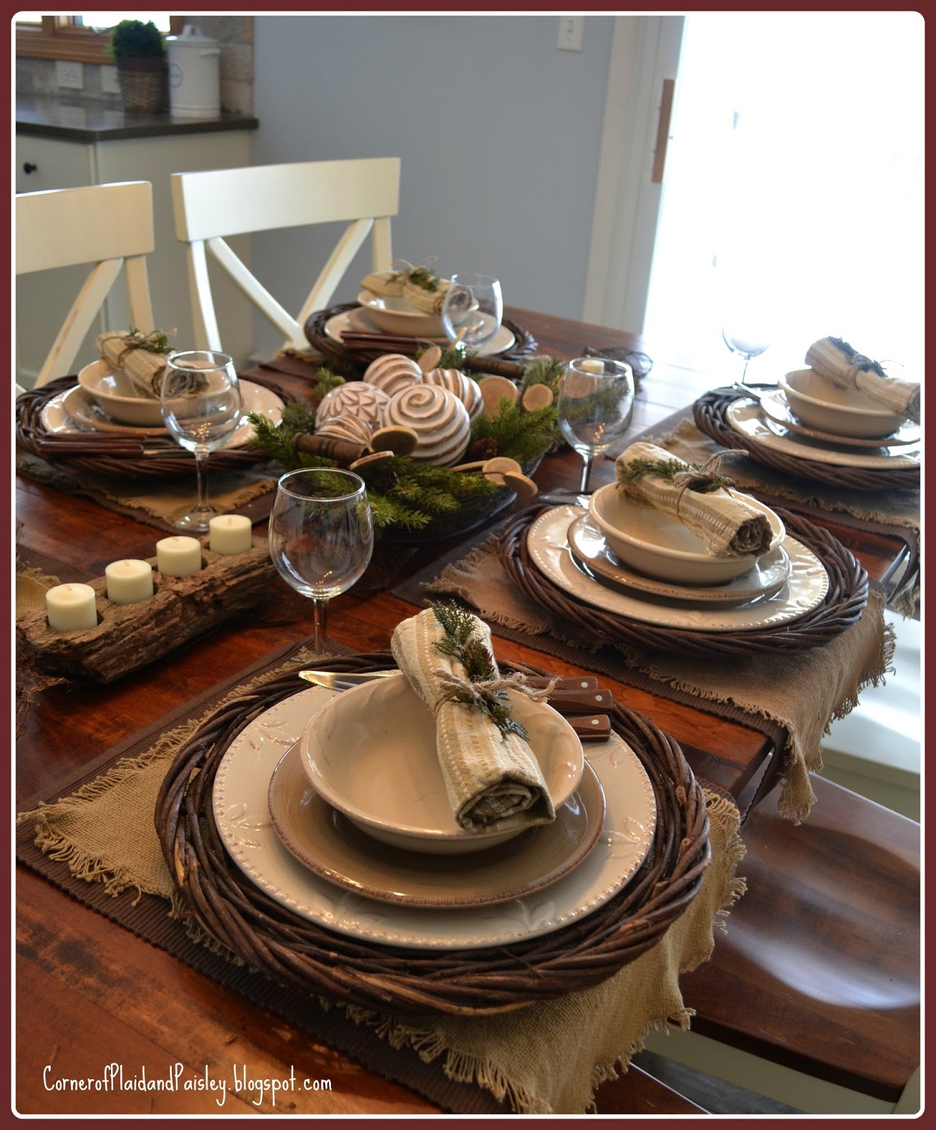 Winter Snowflake Tablescape - Corner of Plaid and Paisley