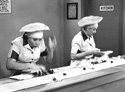 I Love Lucy candy factory GIF
