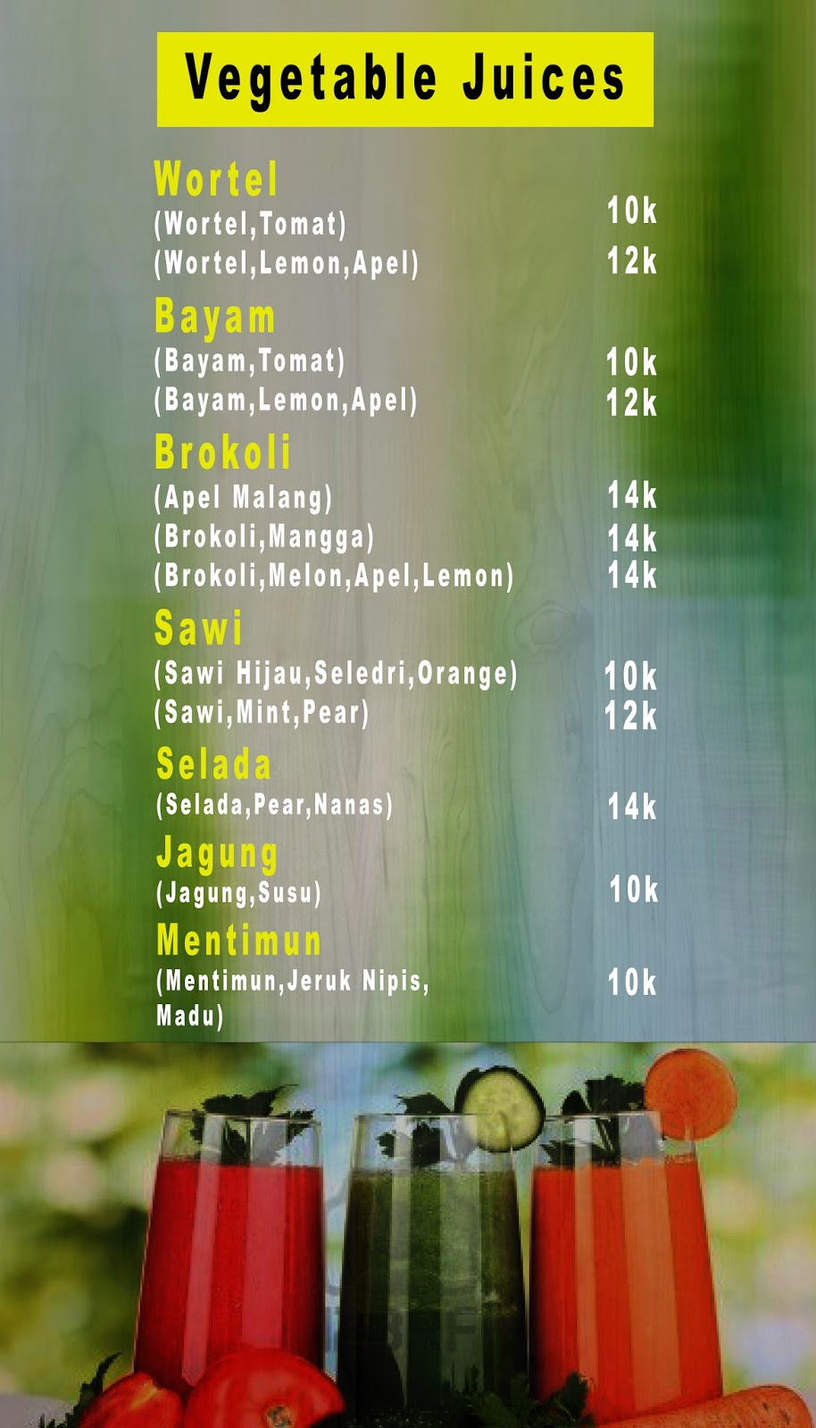 Raja Pedas Java Juice Bar Menu