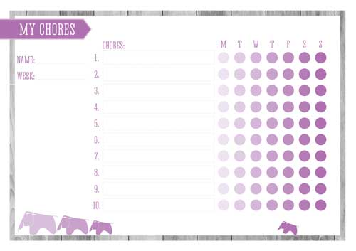 Free Printable Kid's Chore Chart - Radiant Orchid