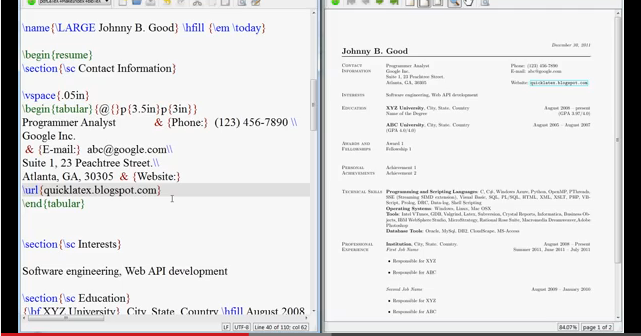 Latex Video Tutorial How To Create A Resume Or Cv In Latex