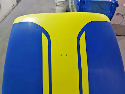Nose cone band and stripes tidied up and ready for another couple of clear coats Nose cone band and stripes tidied up and ready for another couple of clear coats
