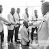 Banky W's Groomsmen Pray for him before heading to the venue of his wedding (Photo)
