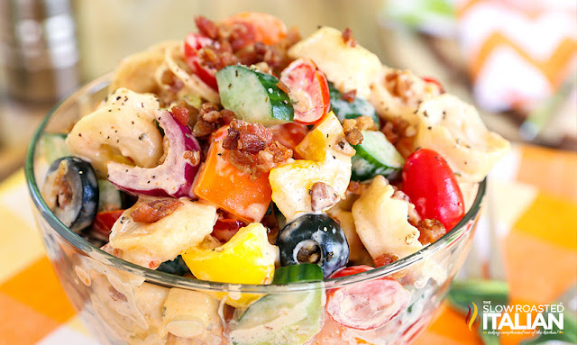 Bacon Ranch Tortellini Salad Bacon Ranch Tortellini Salad in a bowl