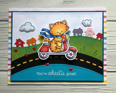You're Wheelie Great Card by June Guest Designer Megan Quinn |  Newton Scoots By Stamp Set by Newton's Nook Designs #newtonsnook #handmade