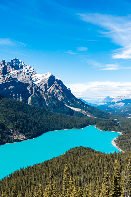 Peyto Lake - Alberta Canada - During the summer, significant amounts of glacial rock flour flow into the lake, and these suspended rock particles give the lake a bright, turquoise colour. Peyto Lake - Alberta Canada - During the summer, significant amounts of glacial rock flour flow into the lake, and these suspended rock particles give the lake a bright, turquoise colour.