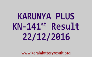 KARUNYA PLUS KN 141 Lottery Results 22-12-2016