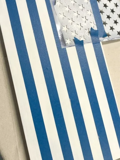 Taping off stripes for American Flag coat rack