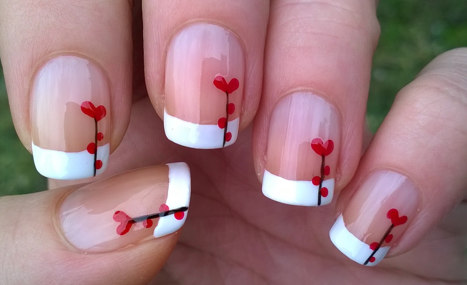 Life World Women 'Heart Flower' French Manicure For Valentine's Day