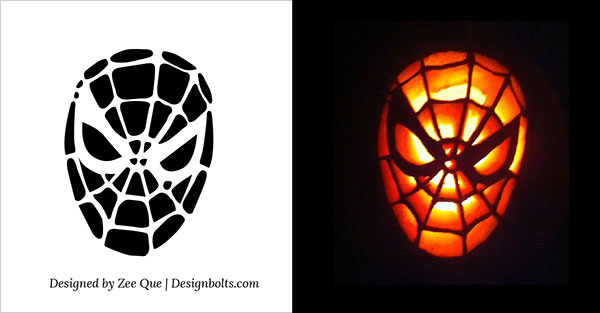 Free spiderman pumpkin stencil carving pattern designs for download
