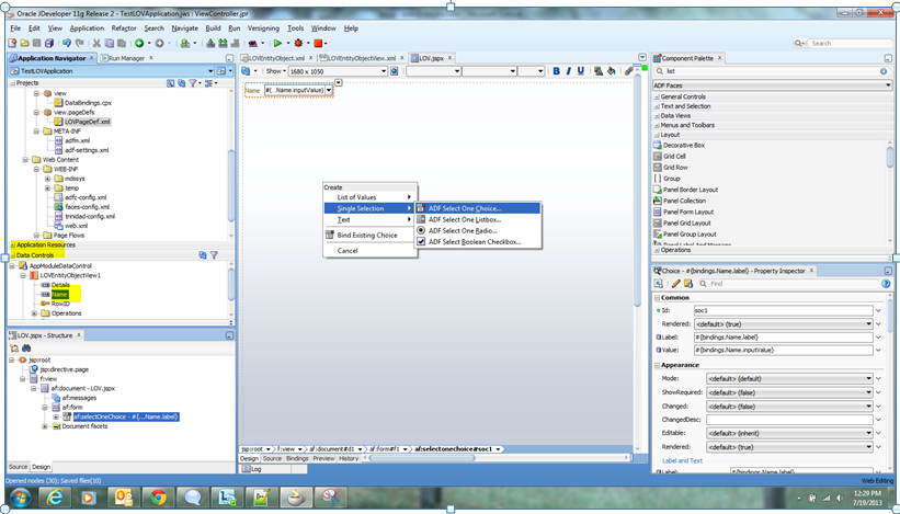 Learning SOA: Create an LOV in ADF