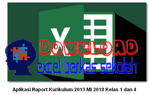 Aplikasi Raport Kurikulum 2013 MI 2018 Kelas 1 dan 4 Format Excel