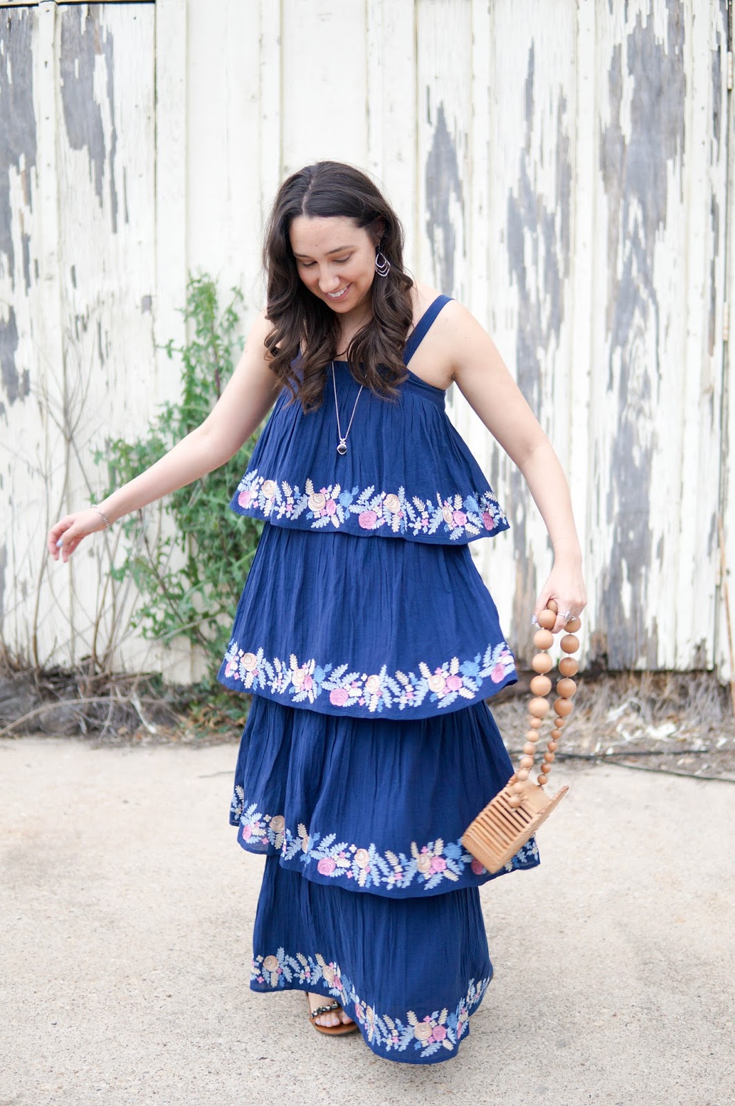 Amelia B. in the Big D.: Dress 17: Embroidered Maxi Dress