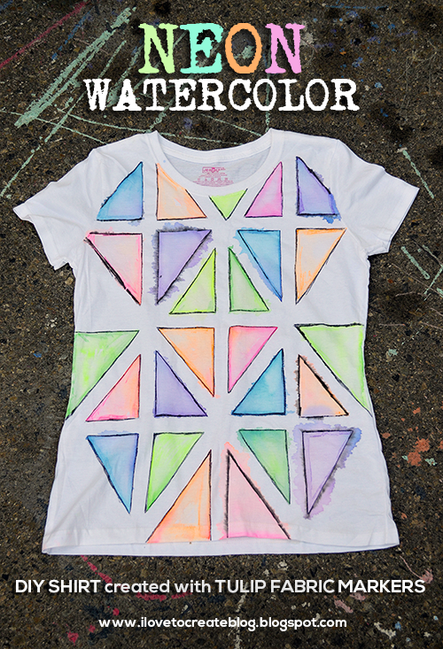 iLoveToCreate Blog: Neon Watercolor Shirt with Tulip Fabric Markers