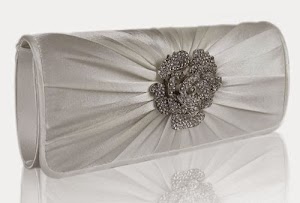 Ivory Beautiful Wedding Prom Floral Crystal Flapover Evening Clutch Bag (28cm x 10cm) with PreciousBags Dust Bag