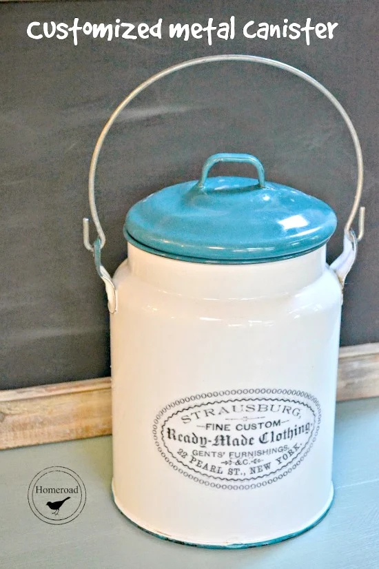 metal canister with label