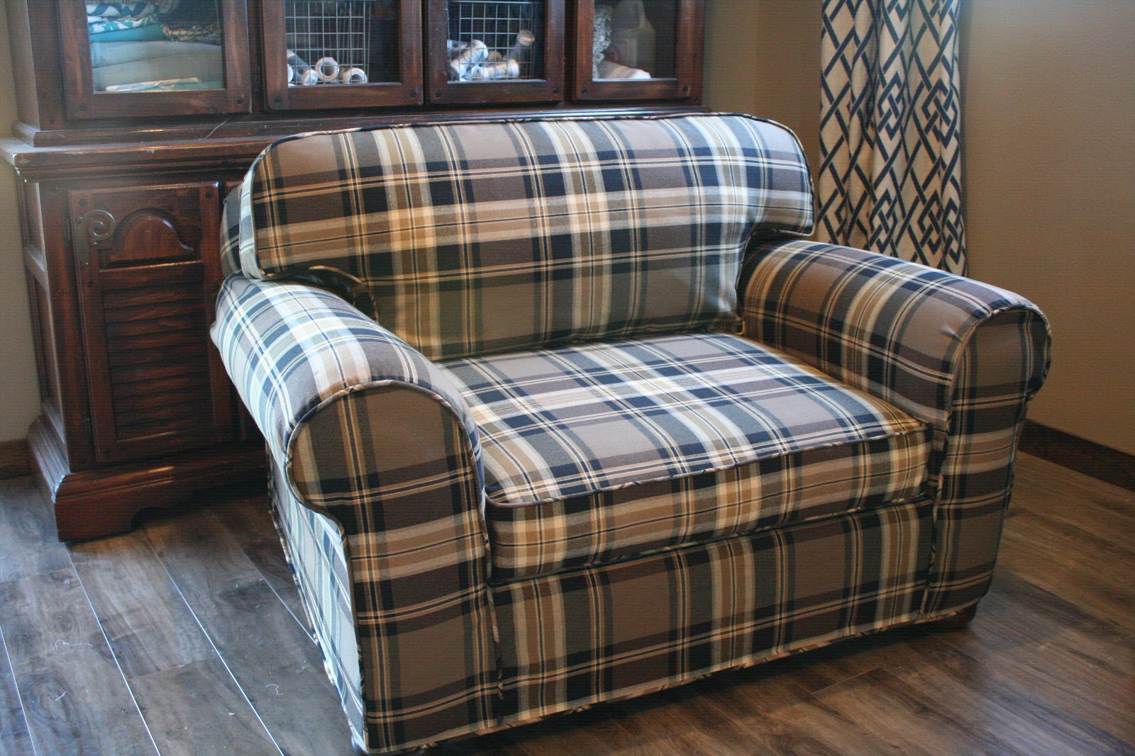 Custom Slipcovers by Shelley: Giveaway and Plaid Chair