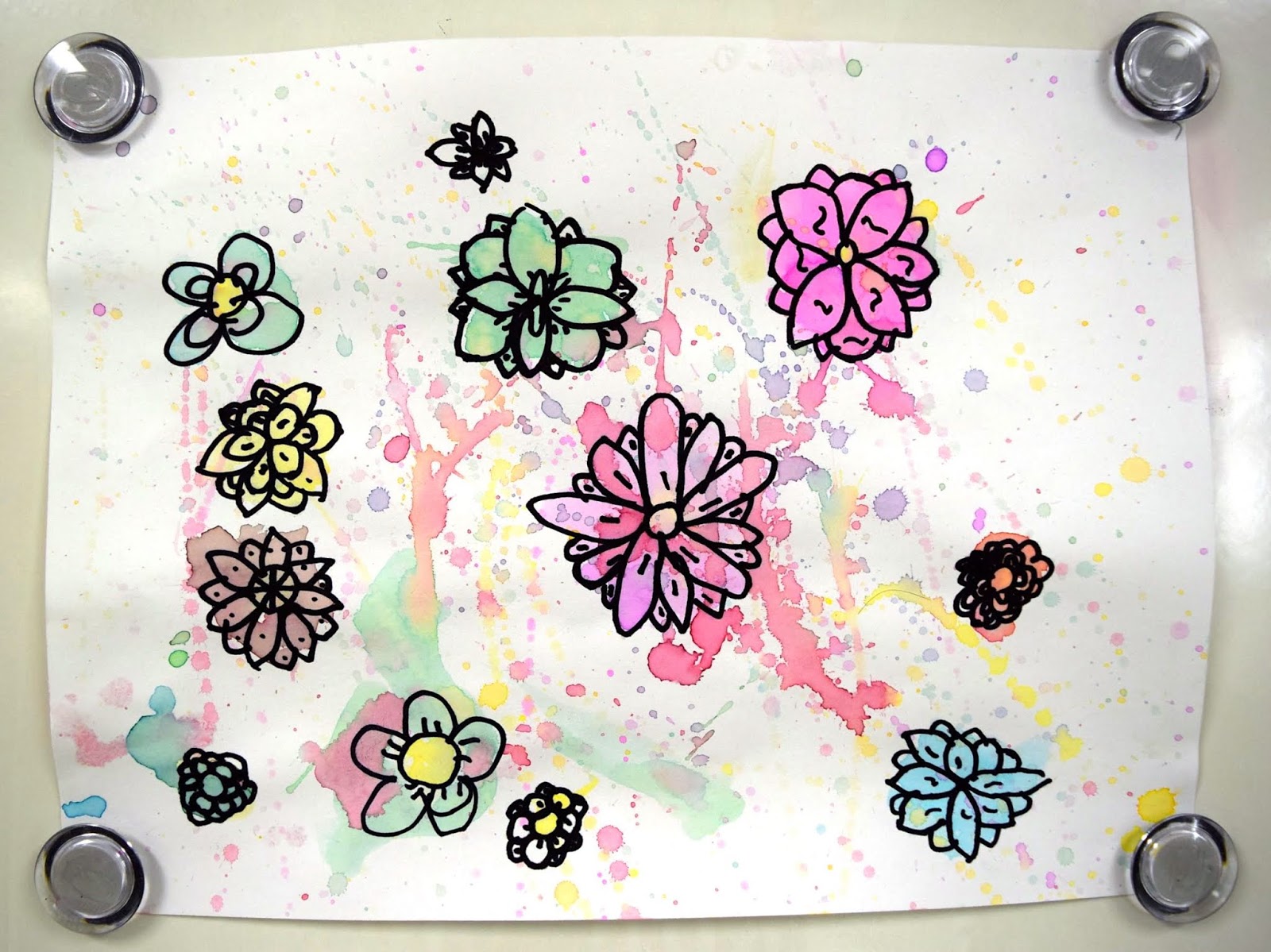 Radial Flower Paintings (2nd5th) Art with Mrs. Nguyen